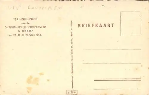 Ak Breda Nordbrabant Niederlande, Unabhängigkeitsfeierlichkeiten, 1913, Festwagen