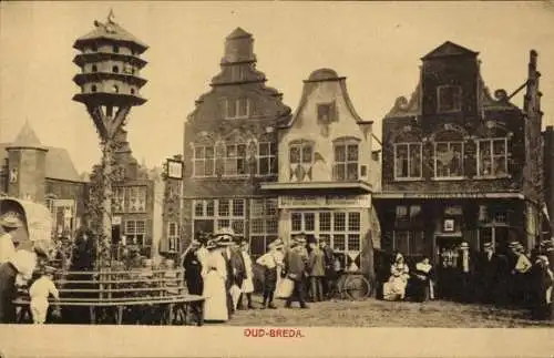 Ak Breda Nordbrabant Niederlande, Giebelhäuser am Markt