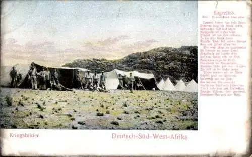 Ak Deutsch Südwestafrika Namibia, Kriegsbilder Koloniale Schutztruppe, Lagerlied