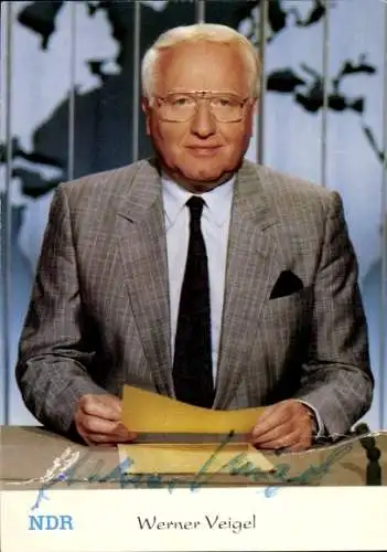 Ak Nachrichtensprecher Werner Veigel, Portrait, Autogramm