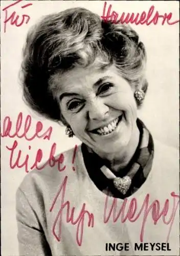 Ak Schauspielerin Inge Meysel, Portrait, Autogramm