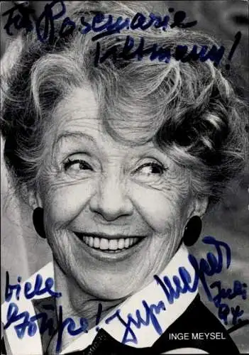 Ak Schauspielerin Inge Meysel, Portrait, Autogramm