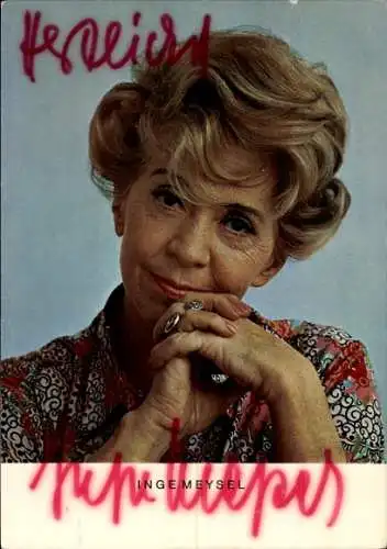 Ak Schauspielerin Inge Meysel, Portrait, Autogramm