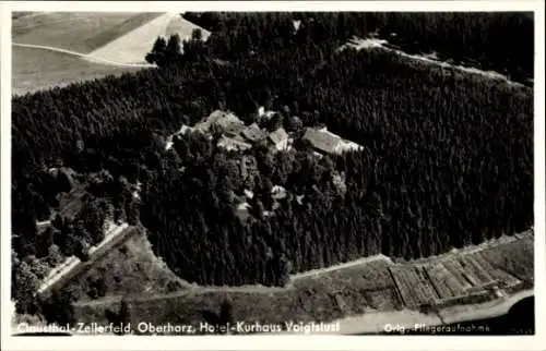 Ak Clausthal Zellerfeld im Oberharz, Fliegeraufnahme, Hotel Kurhaus Voigtslust