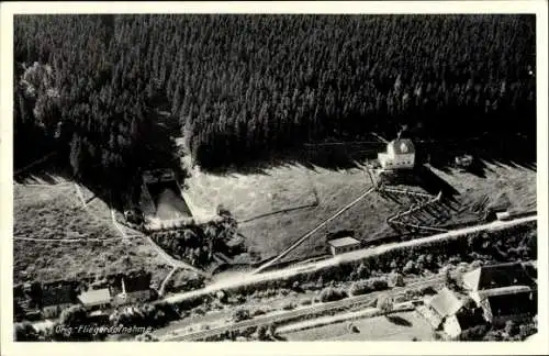 Ak Tanne Oberharz am Brocken, Fliegeraufnahme Pension und Cafe Sanssouci