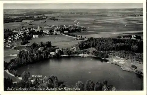 Ak Buxheim in Schwaben, Weiherhaus, Fliegeraufnahme