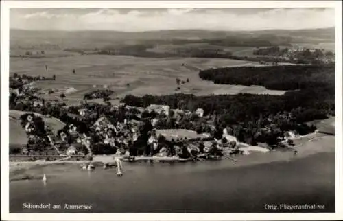 Ak Schondorf am Ammersee Oberbayern, Fliegeraufnahme