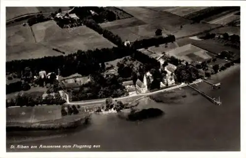 Ak St. Alban Dießen am Ammersee Oberbayern, Fliegeraufnahme