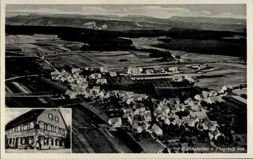 Ak Bleichstetten St. Johann in Württemberg, Fliegeraufnahme, Gasth. z. Rose