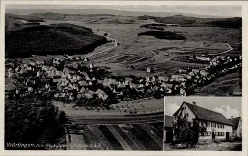 Ak Würtingen St. Johann Schwäbische Alb Württemberg, Fliegeraufnahme, Gasth. z. Hirsch