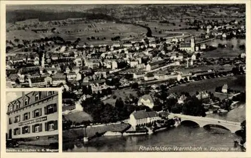 Ak Rheinfelden in Baden, Warmbach, Fliegeraufnahme, Gasth. z. Hirschen