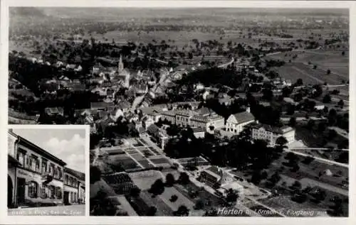 Ak Herten Rheinfelden in Baden, Fliegeraufnahme, Gasth. zum Engel