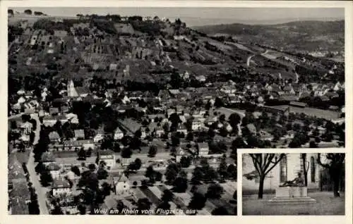 Ak Weil am Rhein, Fliegeraufnahme, Denkmal