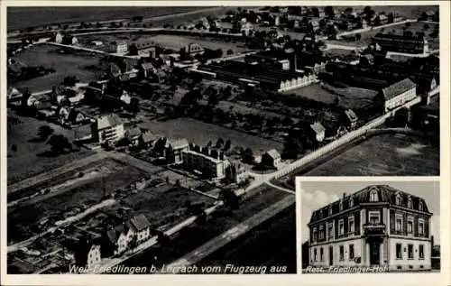 Ak Friedlingen Weil am Rhein Baden, Fliegeraufnahme, Rest. Friedlinger-Hof