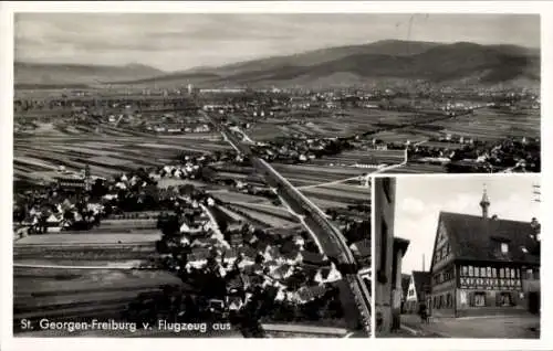 Ak Sankt Georgen Freiburg im Breisgau, Fliegeraufnahme, Gasth. z. Stube, Inh. L. Liebherr