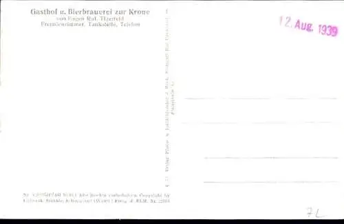 Ak Tigerfeld Pfronstetten in Baden Württemberg, Fliegeraufnahme, Gasthof u. Bierbrauerei zur Krone