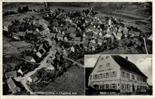 Ak Oberstetten Niederstetten in Württemberg, Fliegeraufnahme, Gasthaus zum Adler