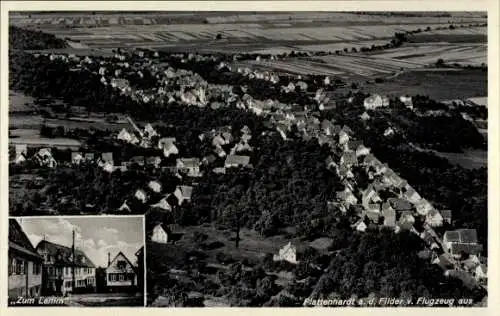 Ak Plattenhardt Filderstadt in Baden Württemberg, Fliegeraufnahme, Gasth. u. Metzgerei zum Lamm