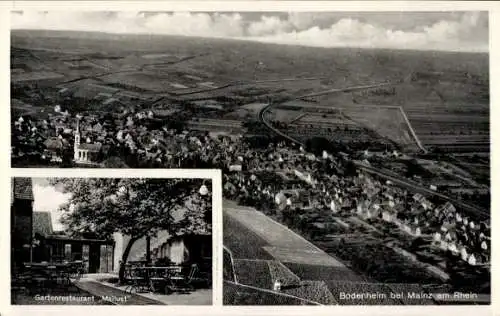 Ak Bodenheim in Rheinhessen, Fliegeraufnahme, Gasthaus zur Mailust