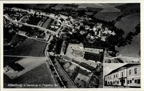 Ak Altenburg Nienburg an der Saale, Fliegeraufnahme, Gasthaus z. schw. Bär