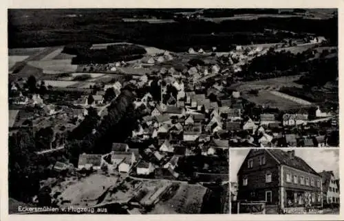 Ak Eckersmühlen Roth in Mittelfranken, Fliegeraufnahme, Geschäftshaus Müller