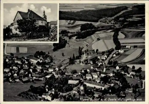 Ak Töpen in Oberfranken, Fliegeraufnahme, Gasth. z. schw. Roß