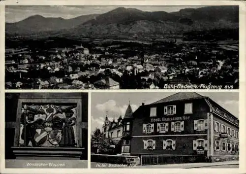 Ak Bühl in Baden Schwarzwald, Fliegeraufnahme, Hotel Badischer Hof