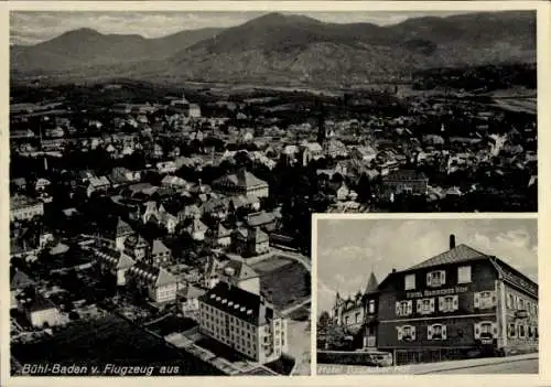 Ak Bühl in Baden Schwarzwald, Fliegeraufnahme, Hotel Badischer Hof