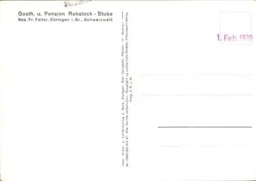 Ak Ebringen im Breisgau, Fliegeraufnahme, Gasth. u. Pension Rebstock-Stube