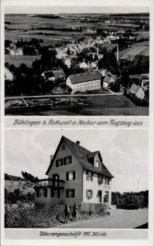 Ak Bühlingen Rottweil am Neckar, Fliegeraufnahme, Warengeschäft M. Hirth