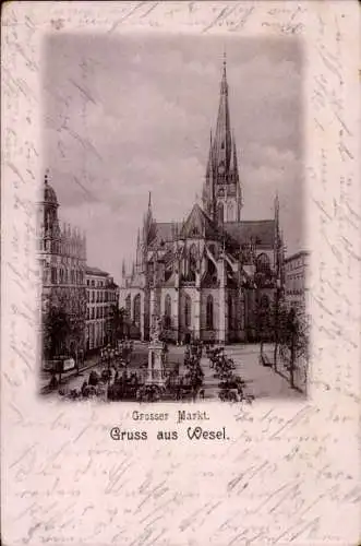 Ak Wesel am Niederrhein, Großer Markt, Kirche