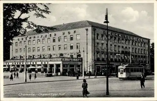 Ak Chemnitz in Sachsen, Chemnitzer Hof, Straßenbahn