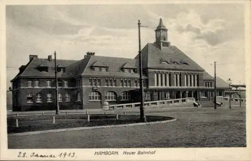 Ak Hamborn Duisburg Nordrhein Westfalen, Neuer Bahnhof, Straßenseite