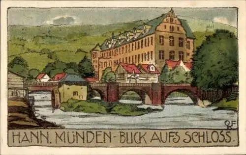 Künstler Ak Hann. Münden in Niedersachsen, Schloss