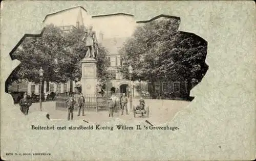 Passepartout Ak Den Haag Den Haag Südholland, Buitenhof, Statue von König Wilhelm II