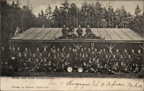 Ak Siebenlehn Großschirma in Sachsen, Zellerwald, Deutsche Soldaten in Uniformen, Musikinstrumente