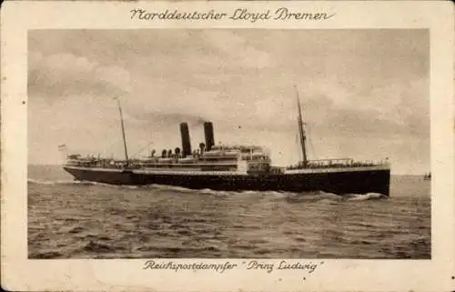 Ak Reichspostdampfer Prinz Ludwig, Norddeutscher Lloyd Bremen