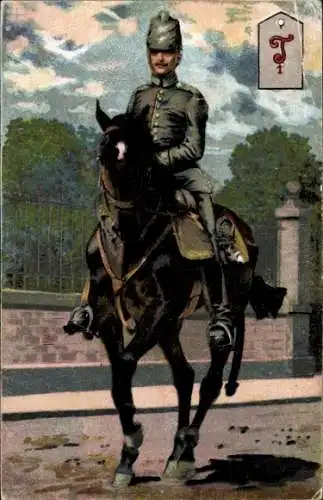 Künstler Ak Artillerie-Soldat auf einem Pferd, Uniform, I. WK