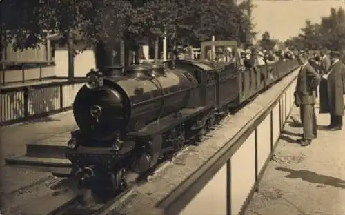 Ak München, Verkehrs-Ausstellung 1925, Liliput-Bahn, Dampflok