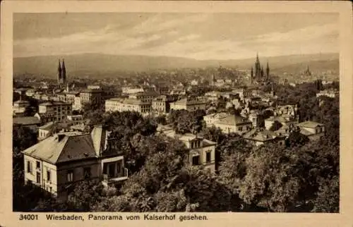 Ak Wiesbaden in Hessen, Stadtpanorama vom Kaiserhof gesehen