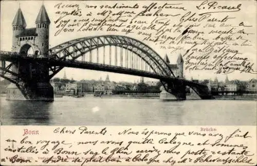 Ak Bonn am Rhein, Rheinbrücke