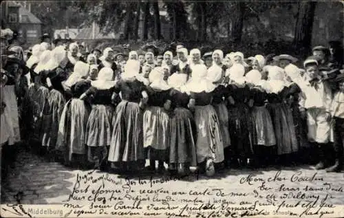 Ak Middelburg Zeeland Niederlande, Schule, Volkstrachten