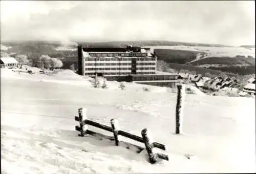 Ak Schnett Masserberg in Thüringen, FDGB-Erholungsheim Kaluga, Schnee