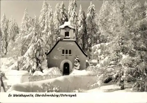 Ak Oberbärenburg Altenberg im Erzgebirge, Evangelische Waldkapelle, Schnee