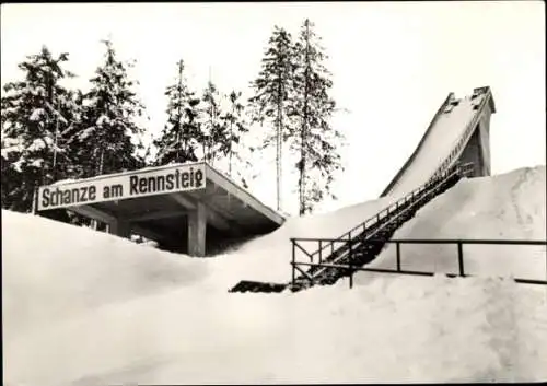 Ak Oberhof im Thüringer Wald, Schanze am Rennsteig, Schnee