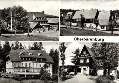 Ak Oberbärenburg Altenberg im Erzgebirge, Hotel "Zum Bären", Wieseneck-Klause, Kur-Cafe