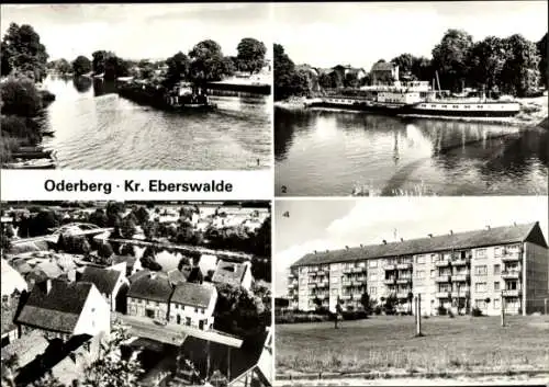 Ak Oderberg in der Mark, Schiffsmuseum, Blick vom Albrechtsberg, Neubauten am Platz der Freundschaft