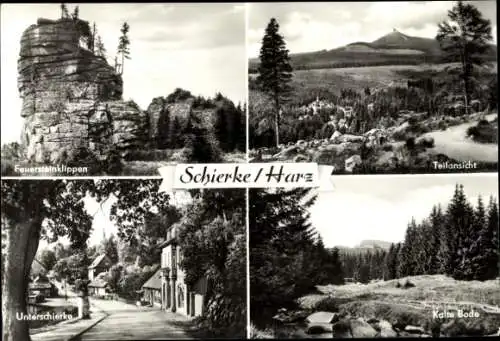 Ak Schierke Wernigerode im Harz, Feuersteinklippen, Unterschierke, Kalte Bode