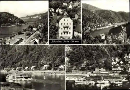 Ak Schmilka Bad Schandau Sächsische Schweiz, Gesamtansicht, Dampfer