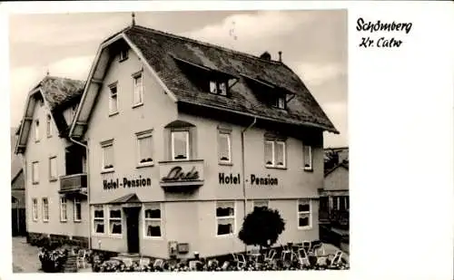 Ak Schömberg (Kreis Calw) im Schwarzwald Württemberg, Hotel Pension Linde